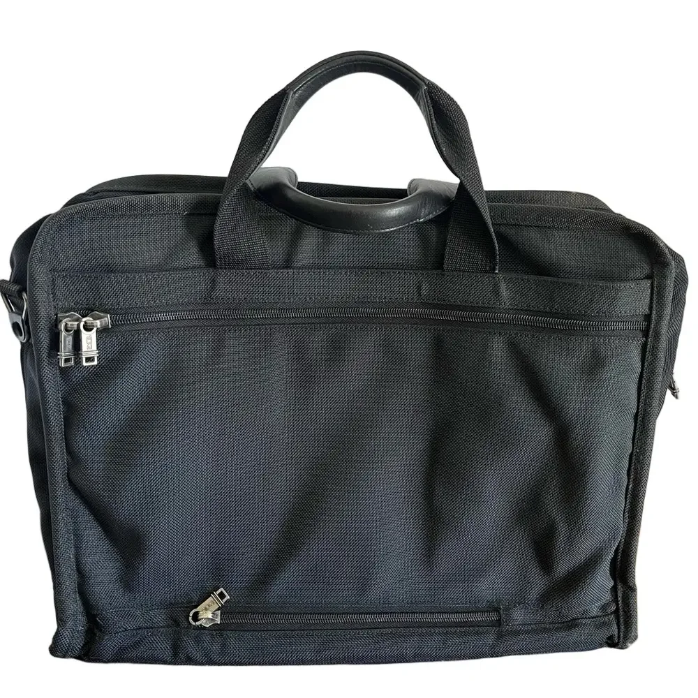 TUMI Black Nylon Compact Alpha 3 Large Laptop Bag Briefcase Expandable